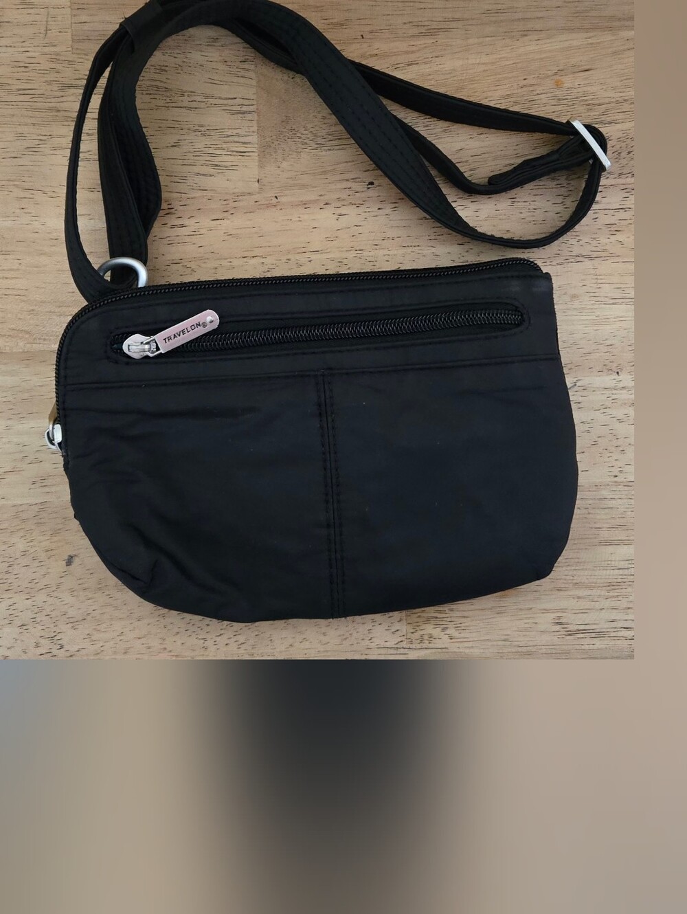 Travelon Black Crossbody Bag with Front Zip Pocket